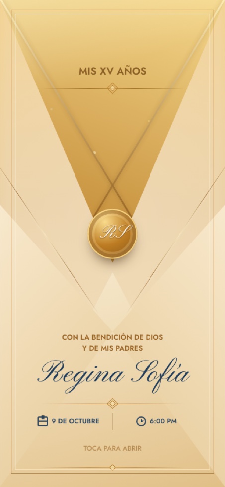 Portada de invitación digital de XV años Regina Sofía