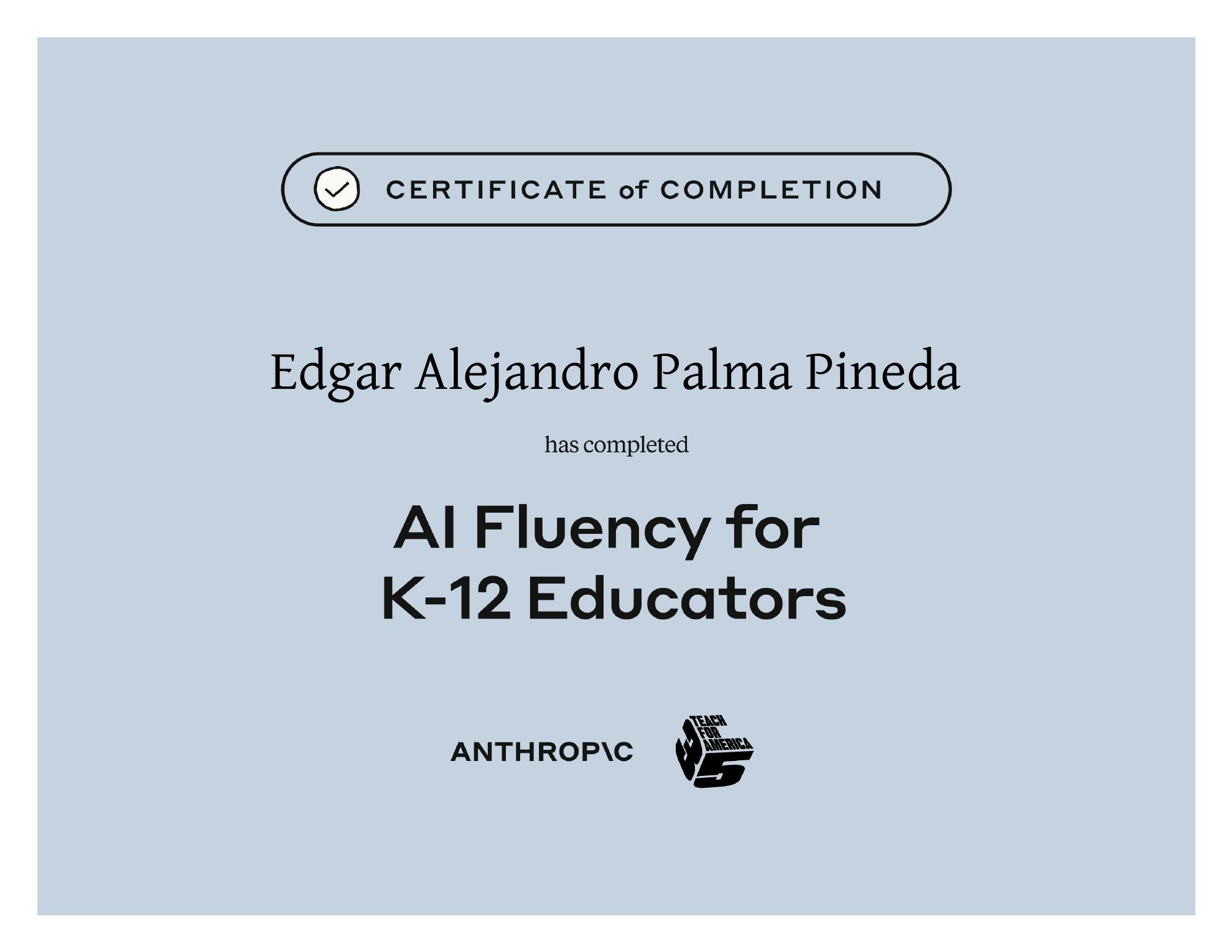 Certificado AI Fluency for K-12 Educators de Anthropic